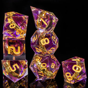 OUKELANWO Magic Lord of The Rings DND Dice Set D&D with Gifts Box, Purple Resin Dungeons and Dragons Role Playing Gaming Dice, P