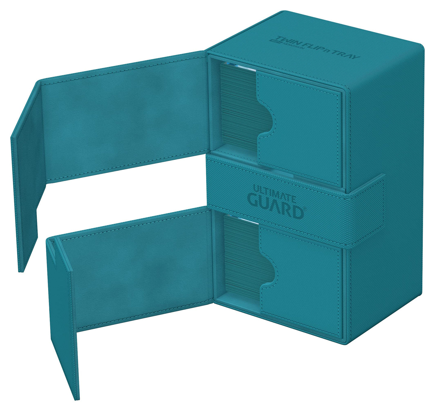 Ultimate Guard Twin Flip'n'Tray 160+, Deck Case for 160 Double-Sleeved TCG Cards + Dice Tray, Petrol, Independent Magnetic Closu
