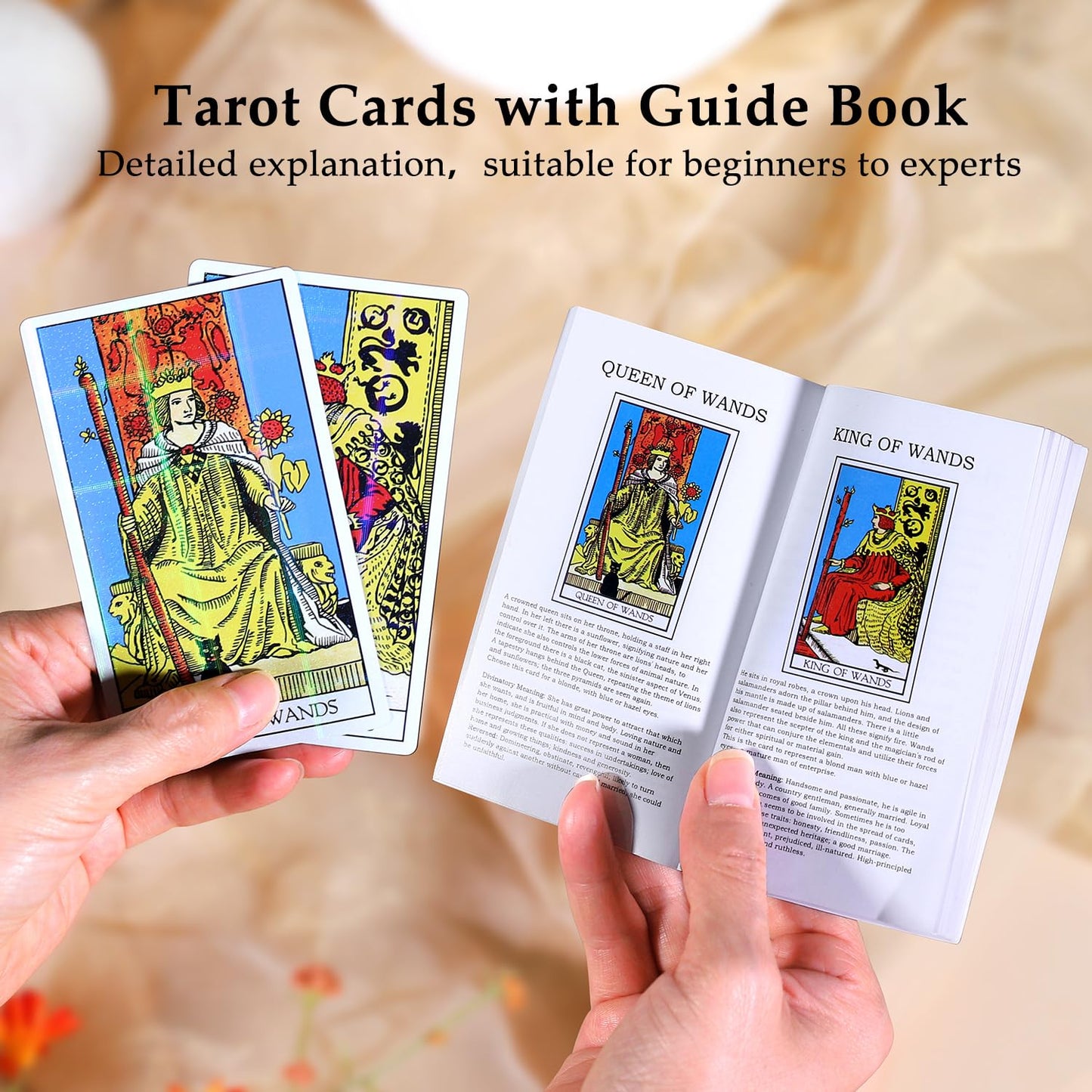Aquadawn 78 Classic Tarot Cards With Guide Book, Traditional Standard Tarot Cards Set For Fortune Telling Game And Board Game, Sturdy Tarot Cards Deck For Beginners And Experts