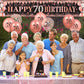 70Th Birthday Decorations For Women, Large Black Rose Gold Happy 70Th Birthday Yard Banner And 18Pcs Rose Gold 70Th Birthday Party Decorations Balloons For Women Men, 70 Years Old Party Supplies