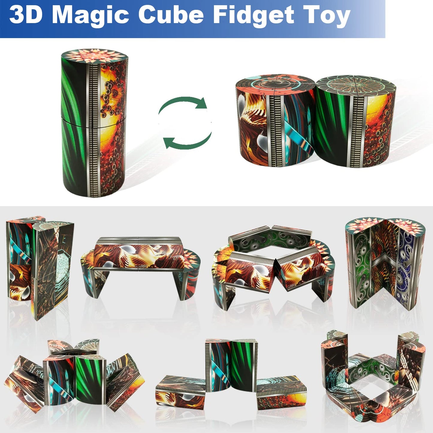3D Flips Magic Cube Set  3 Pack Infinity Cube Fidget Toys  Transforms Puzzle Cubes for Stress Anxiety Relief and Kill Time  Nice Gifts for Kids and mature-themeds