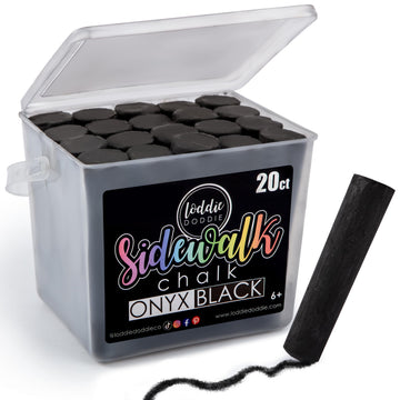 Loddie Doddie- 20Ct Bucket Of Sidewalk Chalk- Onyx Black- Long Lasting Non-Toxic Jumbo Sticks- Reusable Bucket For Hours Of Fun