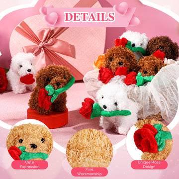 Liliful 20 Pcs Valentine'S Day Plush Gift Dog With Rose Heart Animals Small Stuffed Plush Animals Bulk For Birthday Valentine Pa