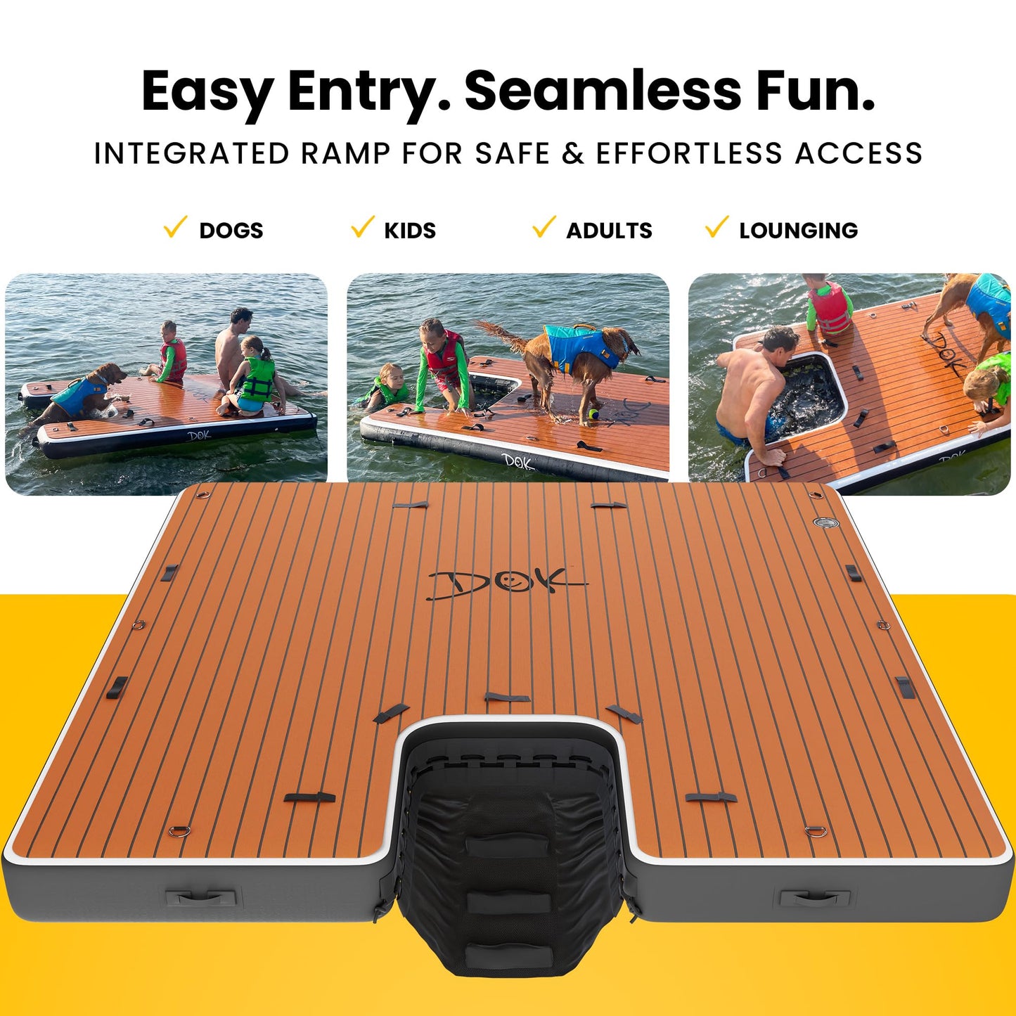 Dok Party-Dok Inflatable Dock Platform: Safe & Easy Water Access; Floating Non-Slip Eva Foam With Water Ramp For Pool, Dock, & L