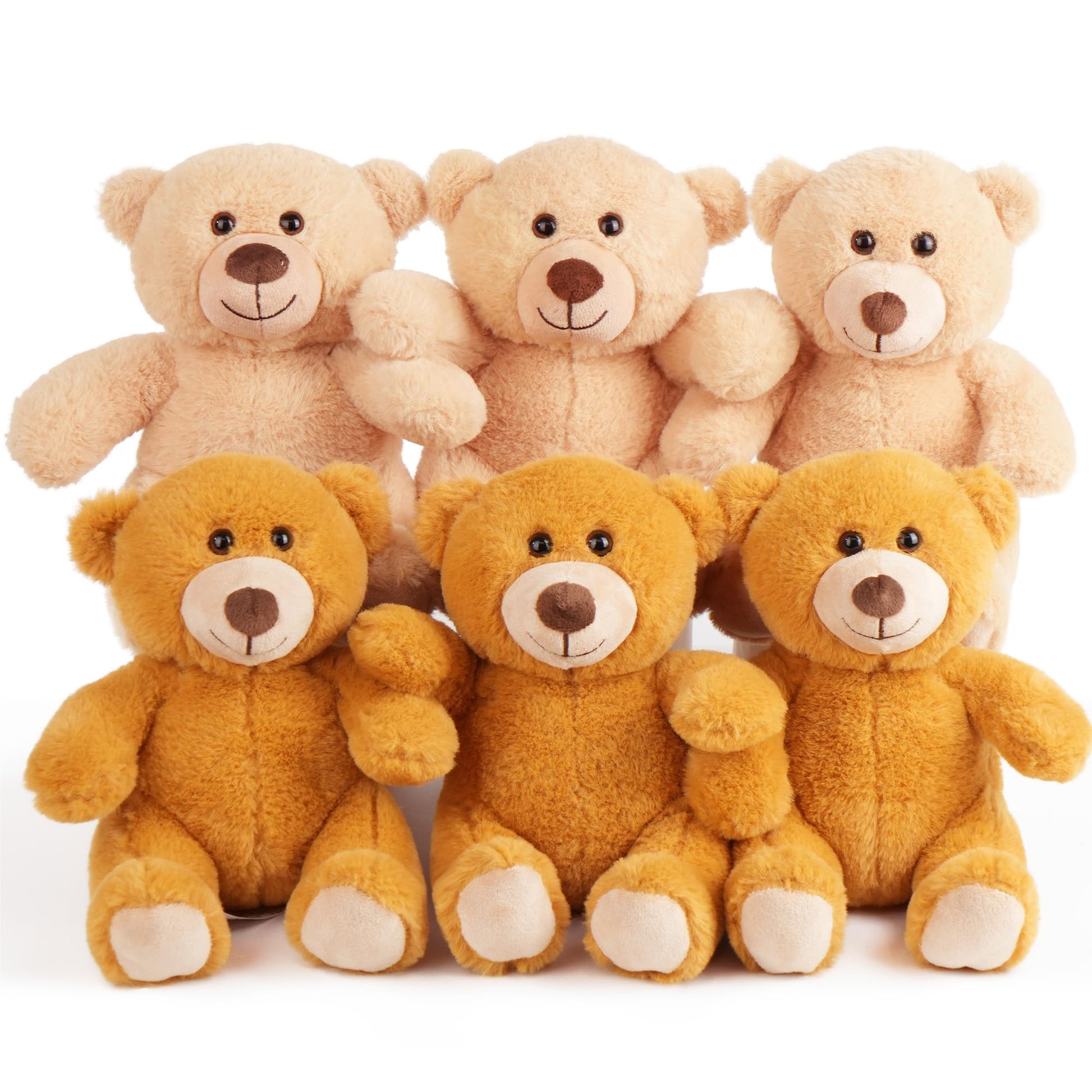Benben Teddy Bear Stuffed Animal, Set Of 6 Teddy Bears Bulk, 8 Inch Bear Plush Toy For Kids, Baby Shower Decoration For Boys, Girls, Gifts For Girlfriend