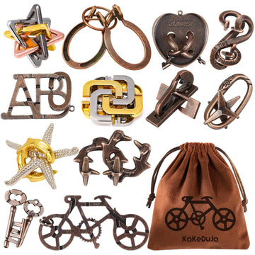 12 PCS Brain Teaser Puzzles Metal Puzzle Logic Metal Puzzle for mature-themed Lock Puzzles Gift for mature-themeds Teenagers Kids
