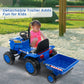 Olakids 12V Kids Ride On Tractor, Battery Powered Motorized Electric Car With Trailer, Dual Motors, Remote Control, Light, Music, Usb, Toddler Vehicle Toys For Boys Girls (Blue)