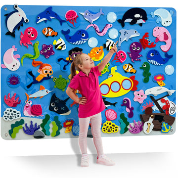 QUOKKA Ocean Felt Board for Toddlers - 70 PCS Double-Thick Felt Board Story Set with Large 41x30 Inch Durable Felt Wall Activity