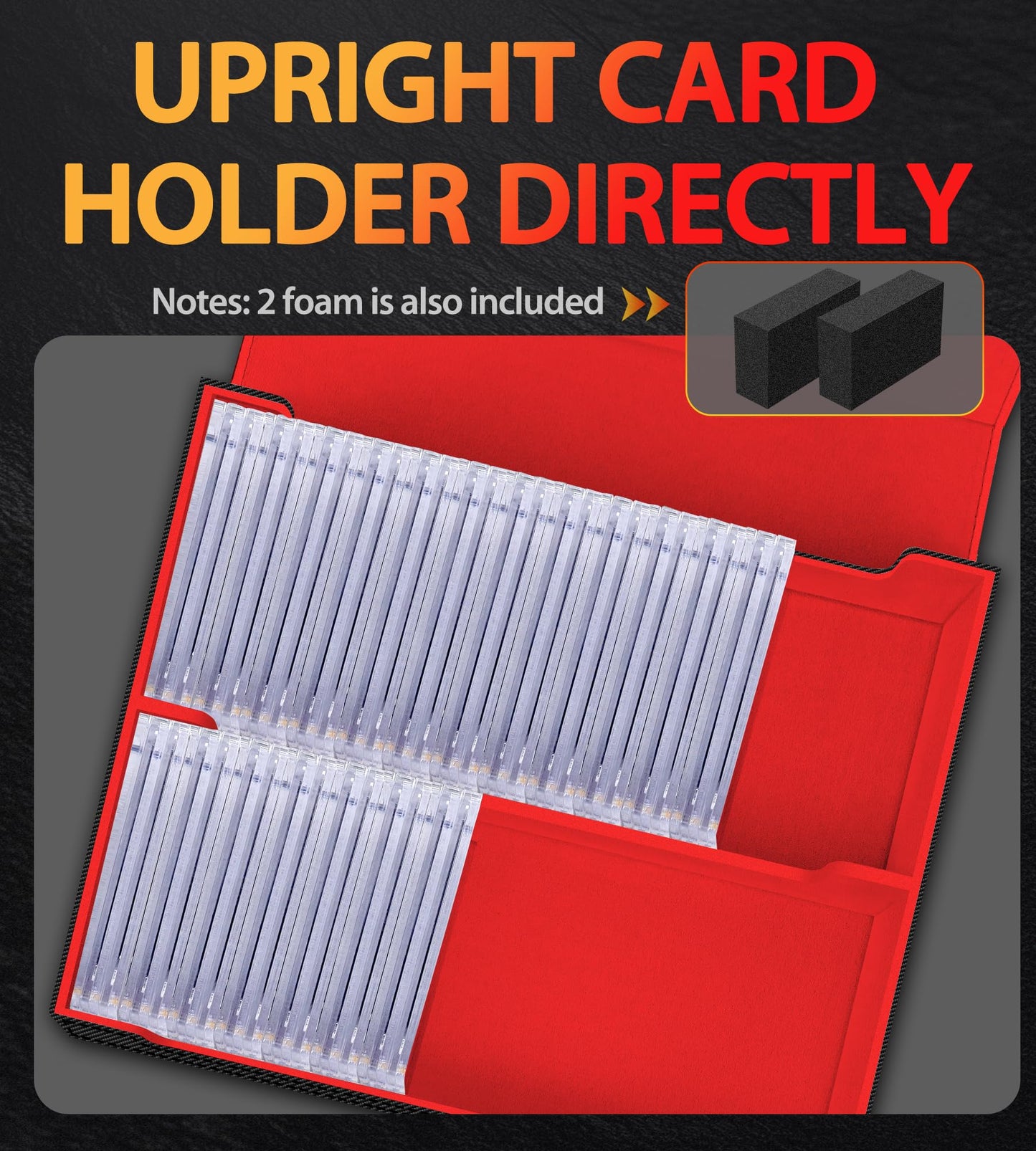 NEWLOOP Magnetic Card Holder Box - Trading Card Storage for Magic the Gathering PKM  Card Protection for CCG TCG PTCG MTG Collectors with 2 PCS EVA Foam Divider  Black and Red