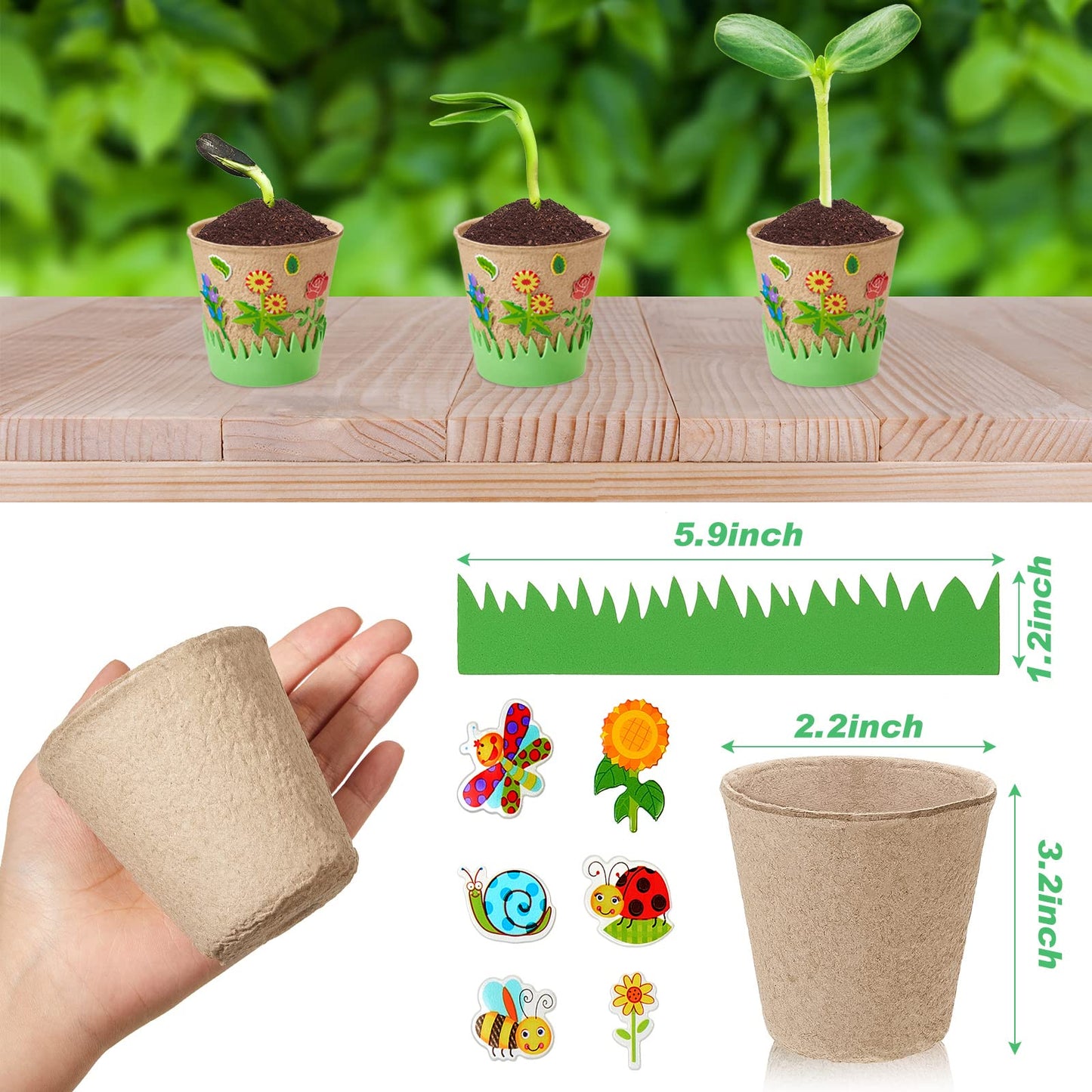 Jecery 12 Sets Garden Paper Craft Kit DIY Foam Flower Pots, Flower Planting and Growing Kit for Spring Summer Early Graduation D