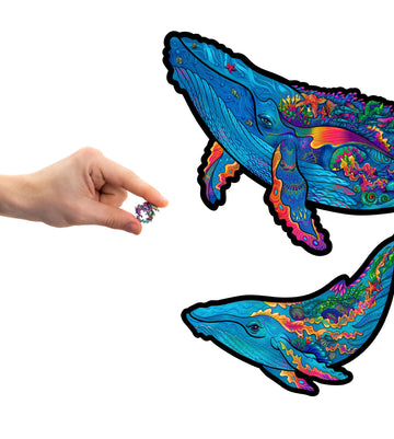 Unidragon Original Wooden Jigsaw Puzzles - Milky Whales, 98 Pieces, Small Size 9.8'' X 5.9 '', Beautiful Gift Package, Unique Sh