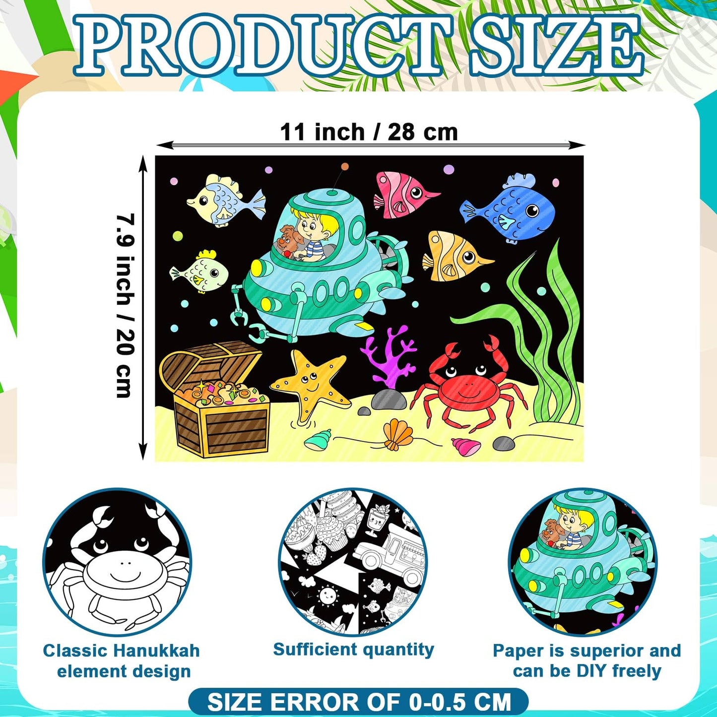 Zhanmai 30 Pcs Funny Color Your Own Summer Posters DIY Happy Summer Crafts Color Your Own Poster Bulk for Holiday Home School Pa