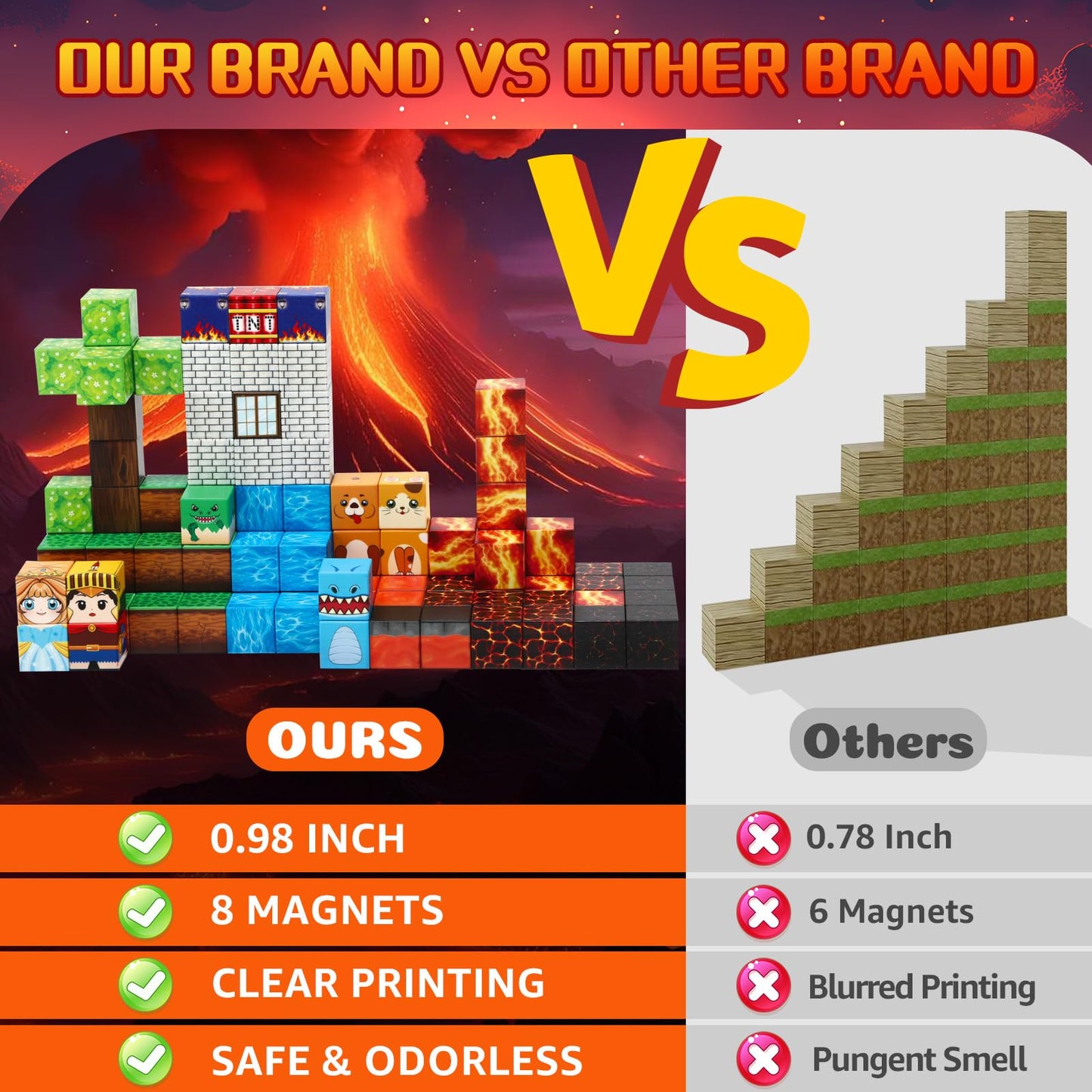 Benoker Dinosaur Magnetic Blocks,Dino Volcano World Magnet Building Toys, Sensory Montessori Toys For Stem Learning, Toddler Gif