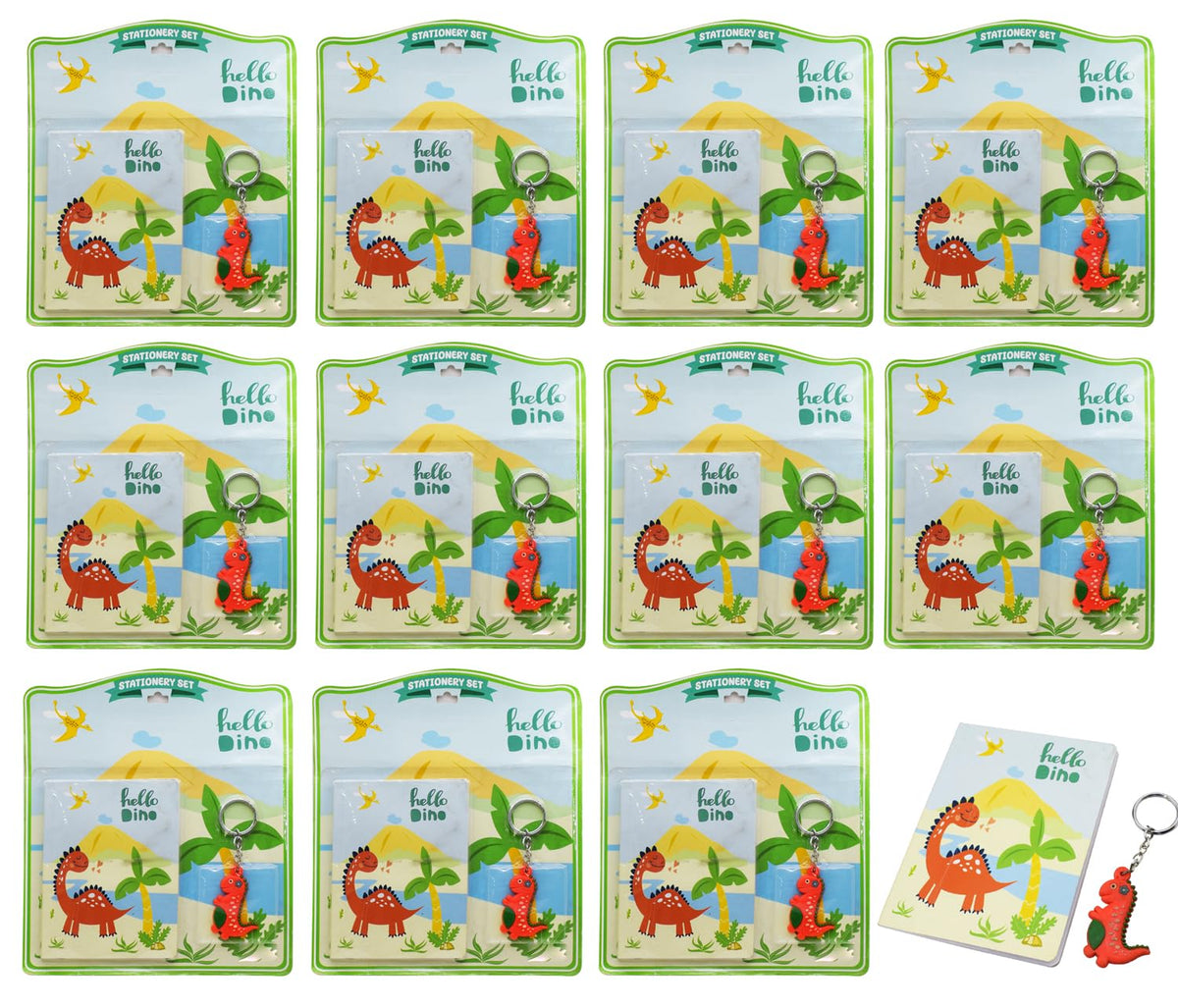 Asera Stationery Gift Set For Kids With Diary And Keychain Party Favor Return Gift Set For Boys/Girls Birthday Gift (Dino 12 Pcs