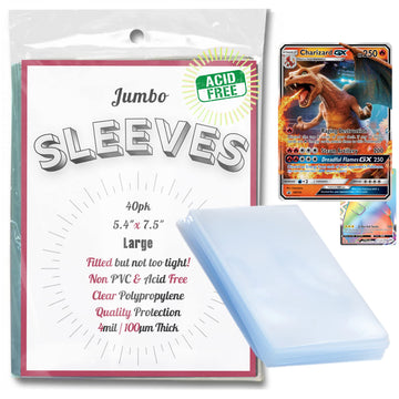 Doubled Up Jumbo Card Sleeves - 40pk Large Plastic Sleeves 5.4"x7.5" Clear