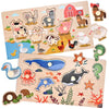 Wooderma Wooden Peg Puzzles For Toddlers 1 2 3 Years Old, 2 Pack Montessori Educational Learning Puzzles Set, Toddler Puzzles To