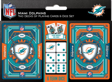 Miami Dolphins NFL 2-Pack Playing Cards & Dice Set