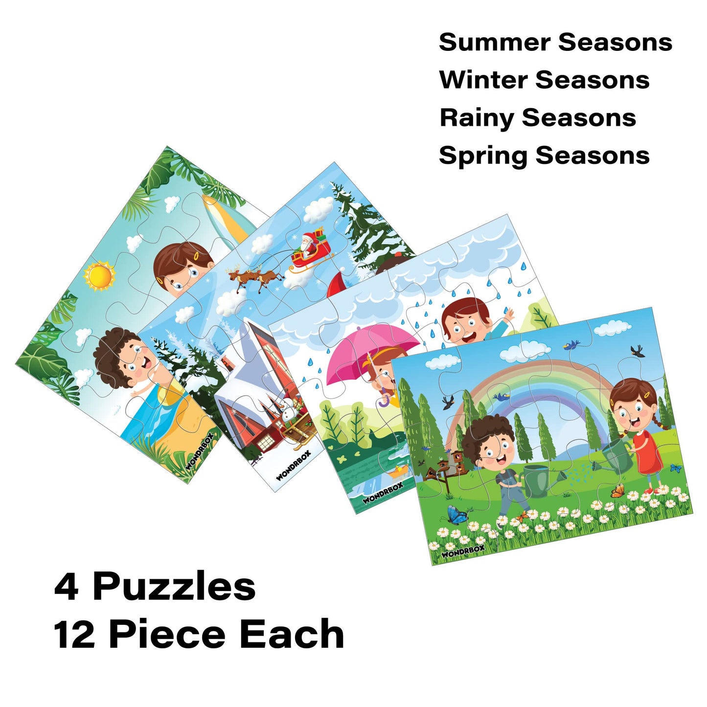 Wondrbox 12 Pcs Season Jigsaw Puzzle For Kids| 4 Puzzles In A Box | Educational Learning Birthday Return Gifts For Kids Ages 3 4