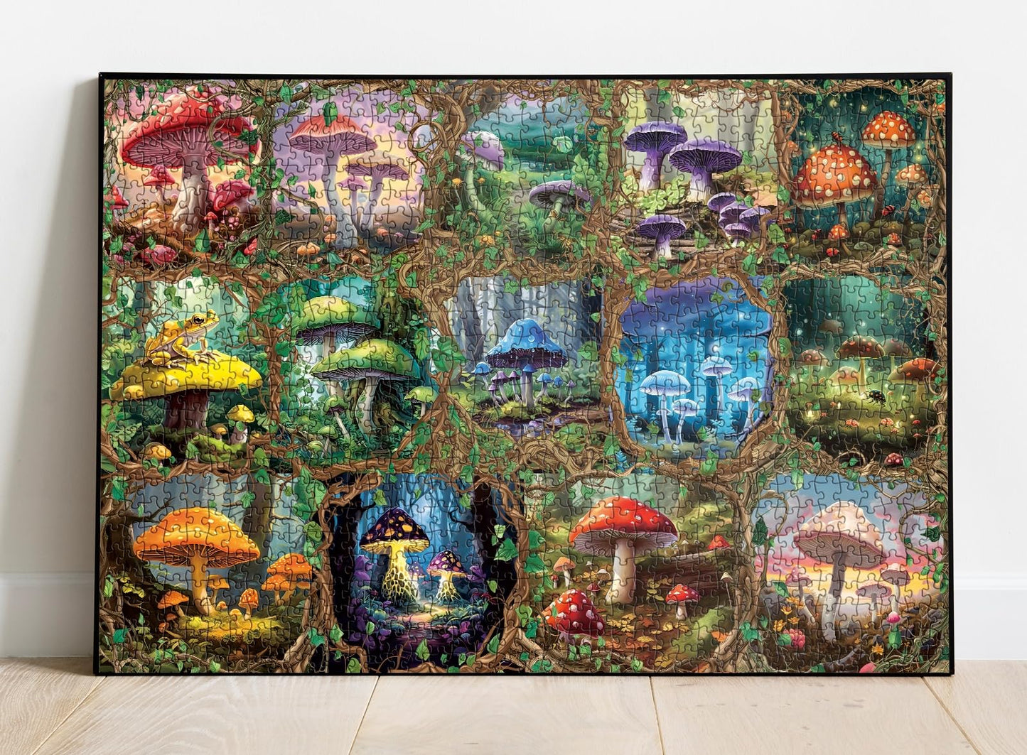Colorful Mushroom Puzzle for mature-themed 1000 Piece  Mushroom Art Puzzle for mature-themeds Painting  Fungi Jigsaw Puzzles 1000 Pieces for mature-themed