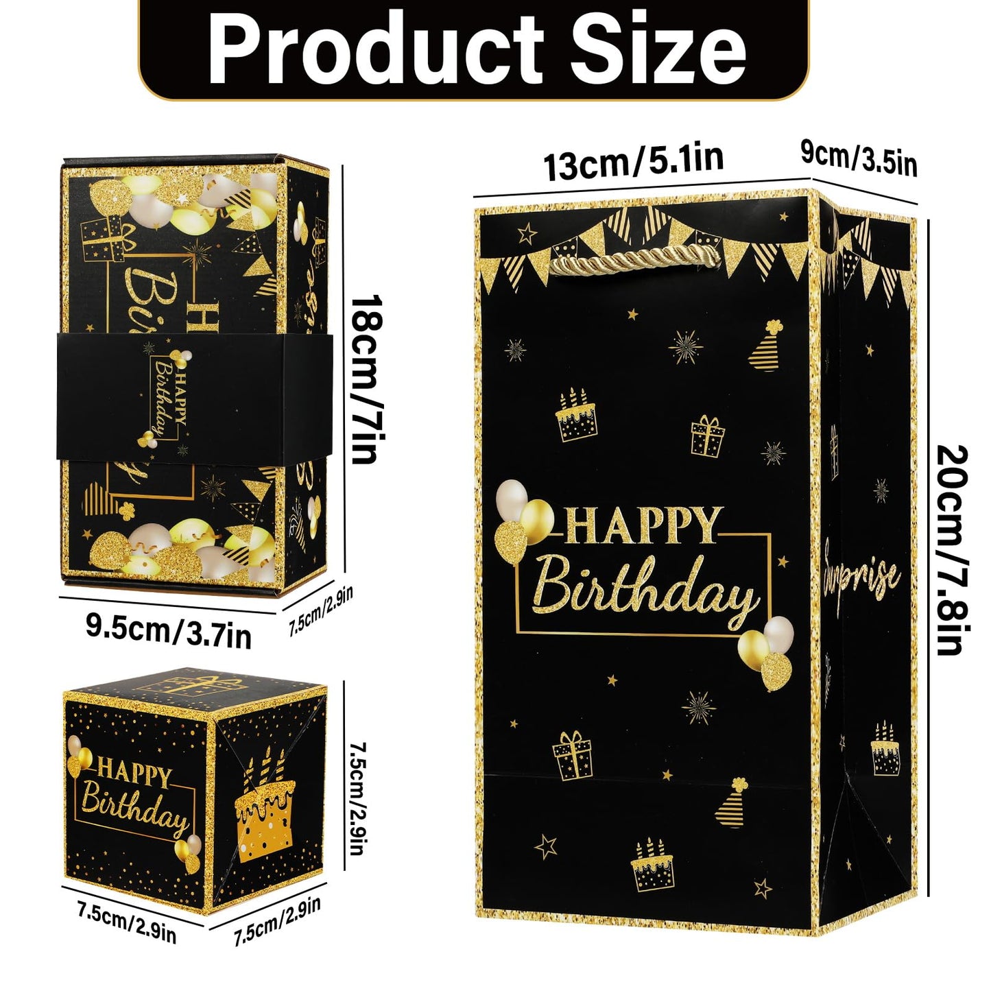 Jacyan Surprise Gift Box Explosion For Money Cash Birthday Money Box Exploding Gift Box, Money Surprise Box Explosion Party Gift Surprise 12 Folding Box Set Pop Up Bouncing Boxes For Men Women Kids