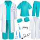 Doctor Costume For Kids Scrubs Pants With Accessories Set Children Party Cosplay Green 5T-6T