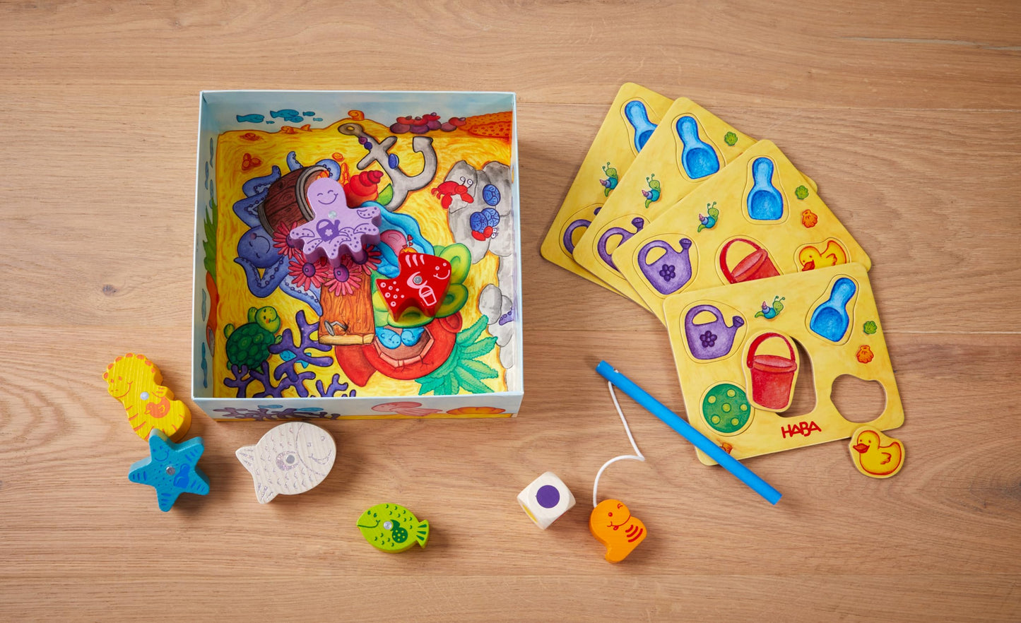 HABA My Very First Games Here Fishy Fishy! Magnetic Fishing Game, Medium Size, Wooden, Angeln, Model 4983, Ages 2+