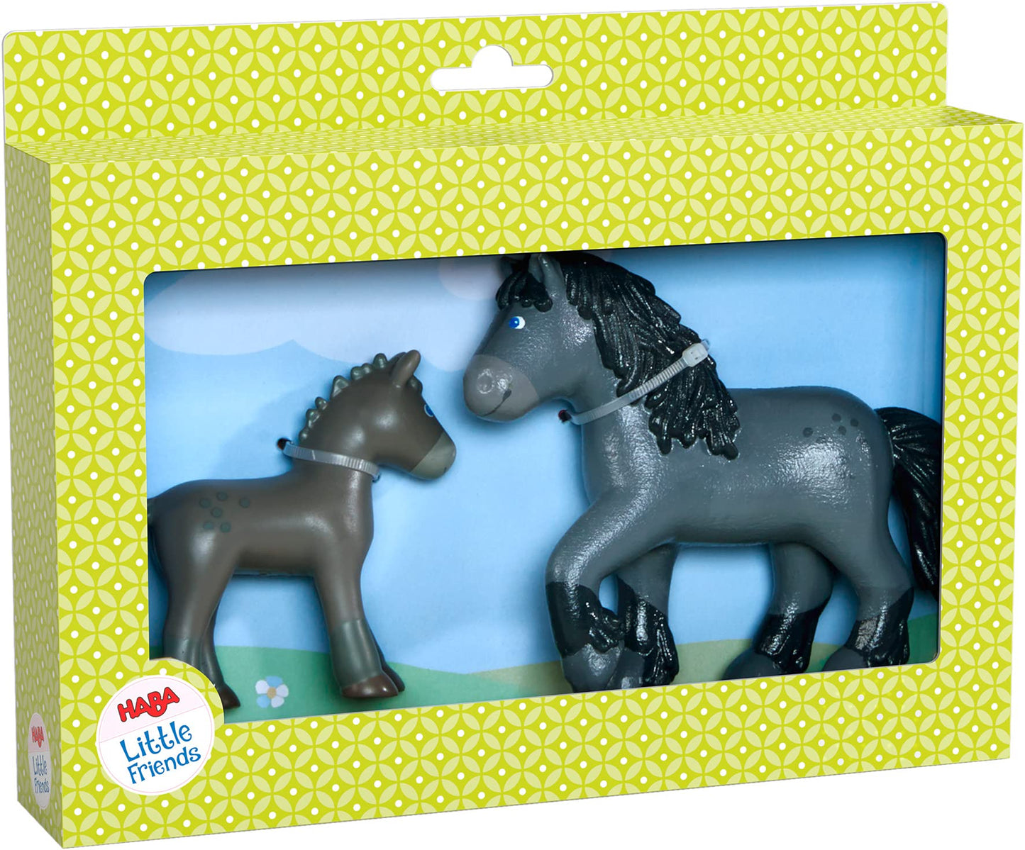 Haba Little Friends Momma And Baby Playset - Cassandra Horse And Cleo Foal Chunky Plastic Farm Animal Toy Figures
