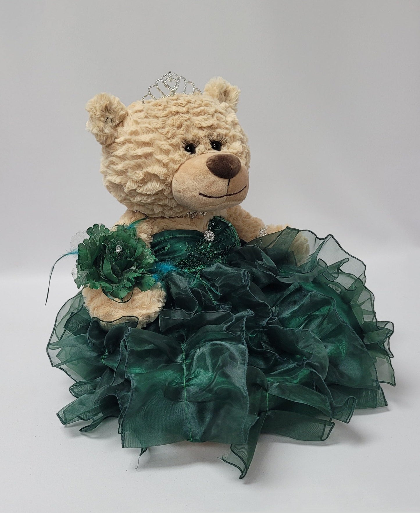 KINNEX COLLECTIONS SINCE 1997 20'' Quince Anos Quinceanera Last Doll Teddy Bear with Dress (Centerpiece) ~ ARC16832-33R (Emerald
