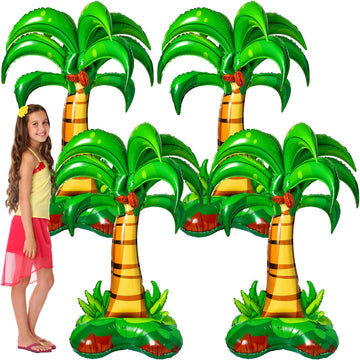 Libima 4 Pcs 52 Inch 3D Big Palm Tree Balloons Foil Balloons Birthday Wedding Party Decor Inflatable Palm Tree Balloons For Kids