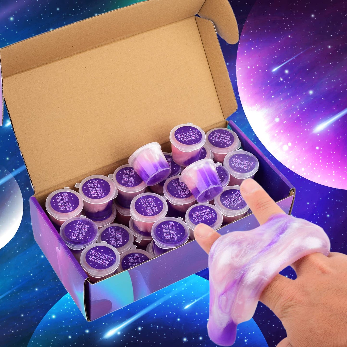 Galaxy Slime Kit 24 Pack, Party Favors For Kids, Non-Sticky Galaxy Slime Pack, Christmas Party Favors For Kids Goodie Bag Stuffers, Stress Relief Toy For Girl And Boys 6 7 8 9 10 11 12