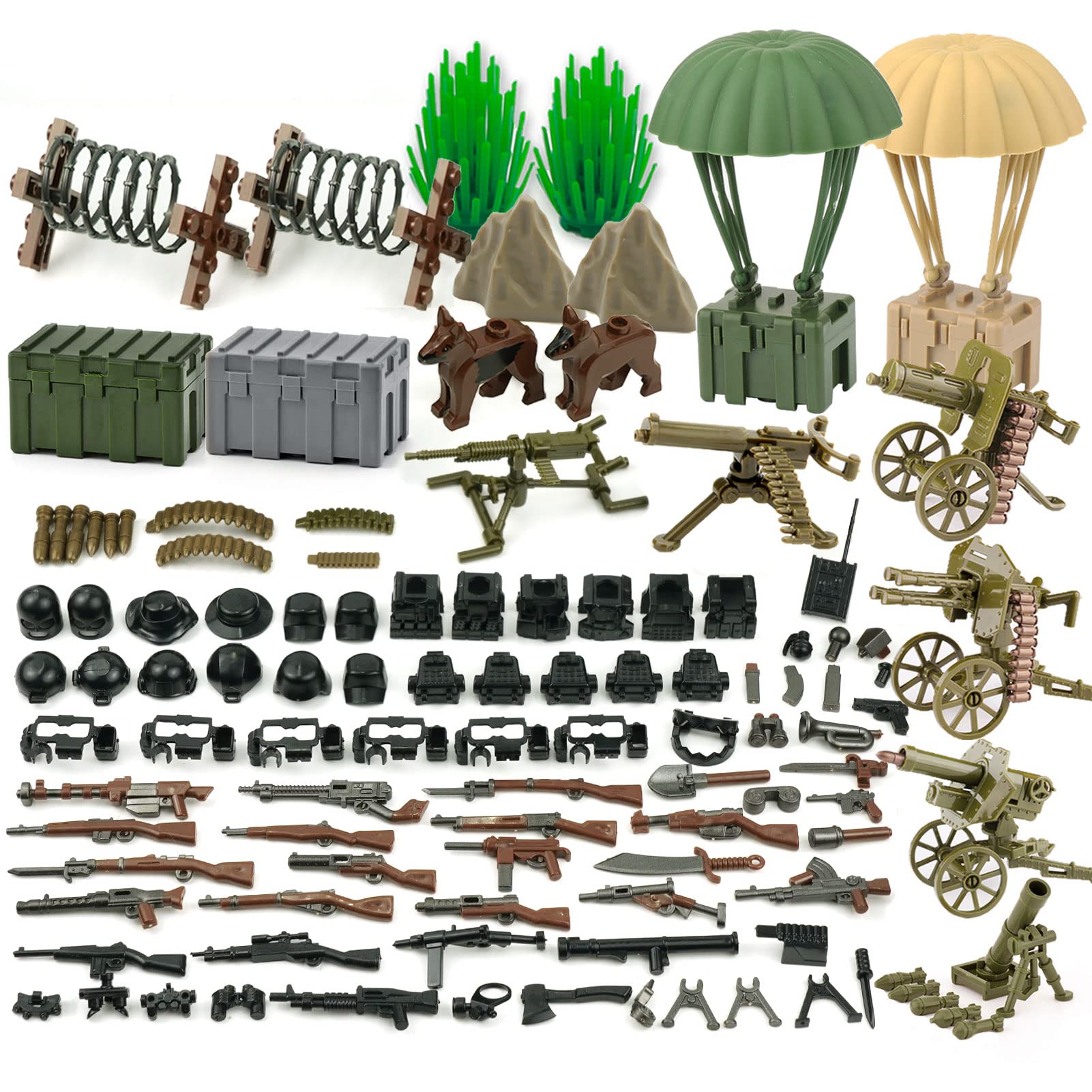 Military  Pack  WW2 Army Gear Kit Bricks Accessories Set  SWAT Building Blocks Parts for Soldier Figures  Compatible with Major Brands
