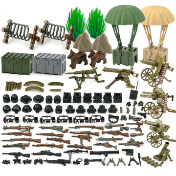 Military  Pack  WW2 Army Gear Kit Bricks Accessories Set  SWAT Building Blocks Parts for Soldier Figures  Compatible with Major Brands