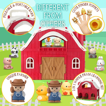 Aurotops Toys For 1 2 3 Years Old Boys And Girls, Big Barn Toy With Farm Animal, Preschool Montessori Toy, Farm Playset With Big Red Barn & Farmer, Easter Gift Toy For Toddlers