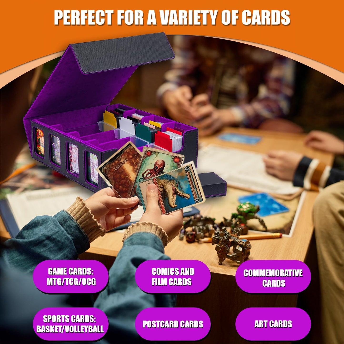 Tiff-K 3200+ Mtg Commander Deck Box,Tcg Deck Box Trading Card Storage Box With Window Dice Tray, Mtg Deck Box Storage Organizer