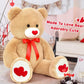 BENINY 6ft Red Heart Teddy Bear - Giant Stuffed Animal, I Love You Embroidered, Brown Polyester for Girlfriend Christmas Birthday Gifts