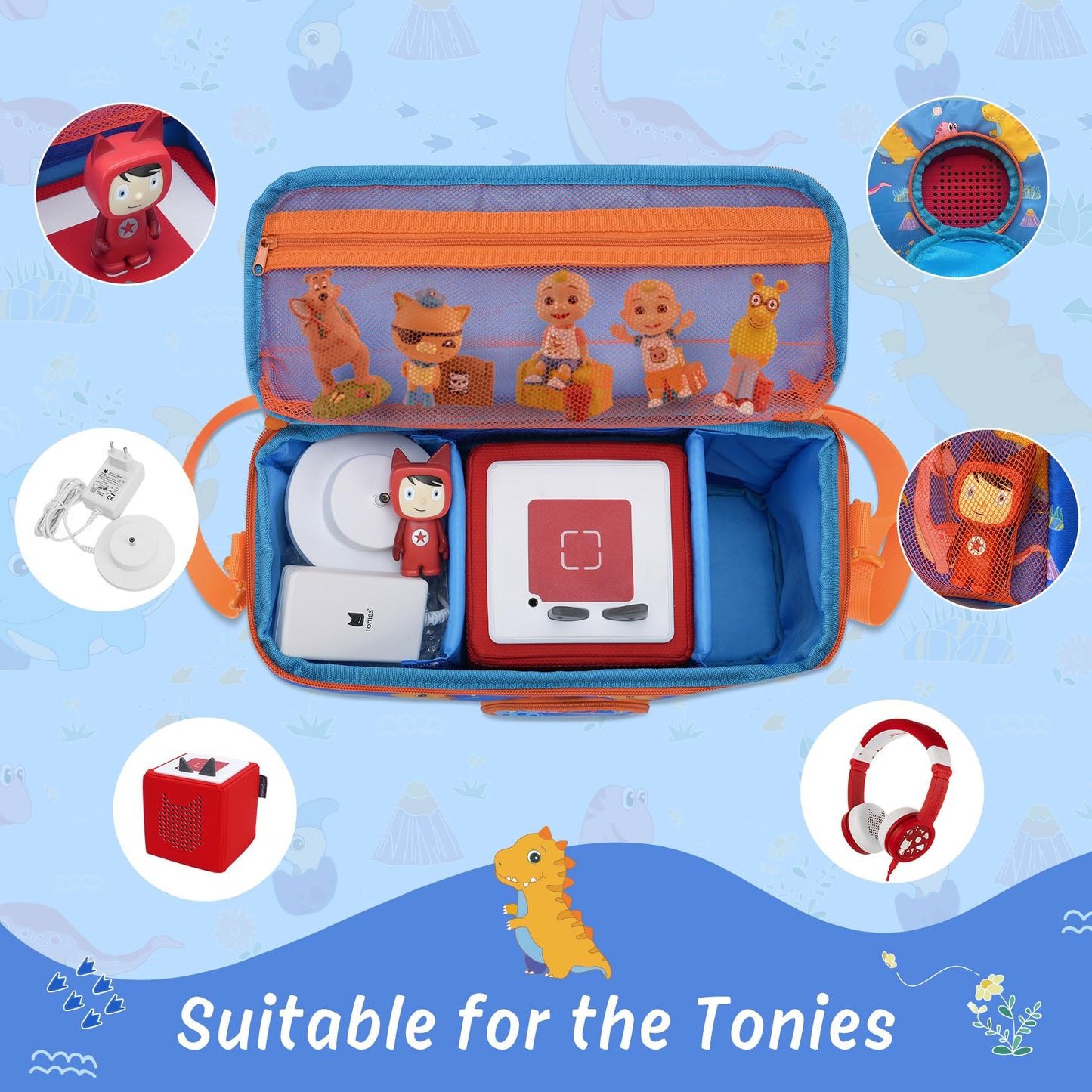 Ciseret Portable Tonies Carrying Case - Compatible With Toniebox Starter Set Tonies Figures Characters Charging Station Headphon