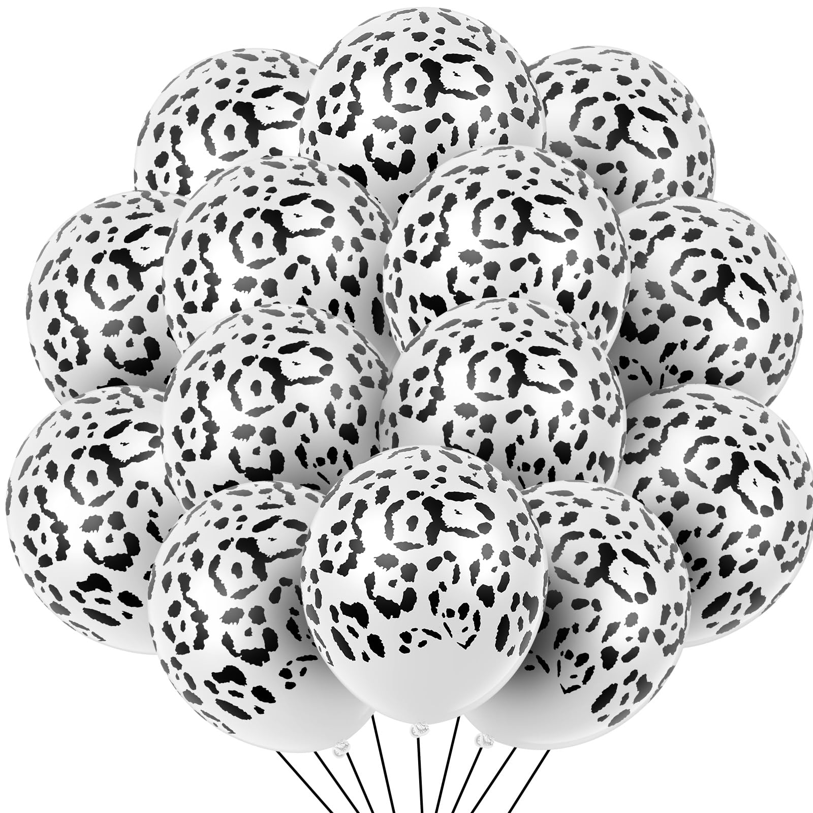 Gejoy 36 Pcs Cheetah Balloons White and Black Leopard Print Balloons 12 Inch Spots Latex Leopard Jungle Animal Decorations for C
