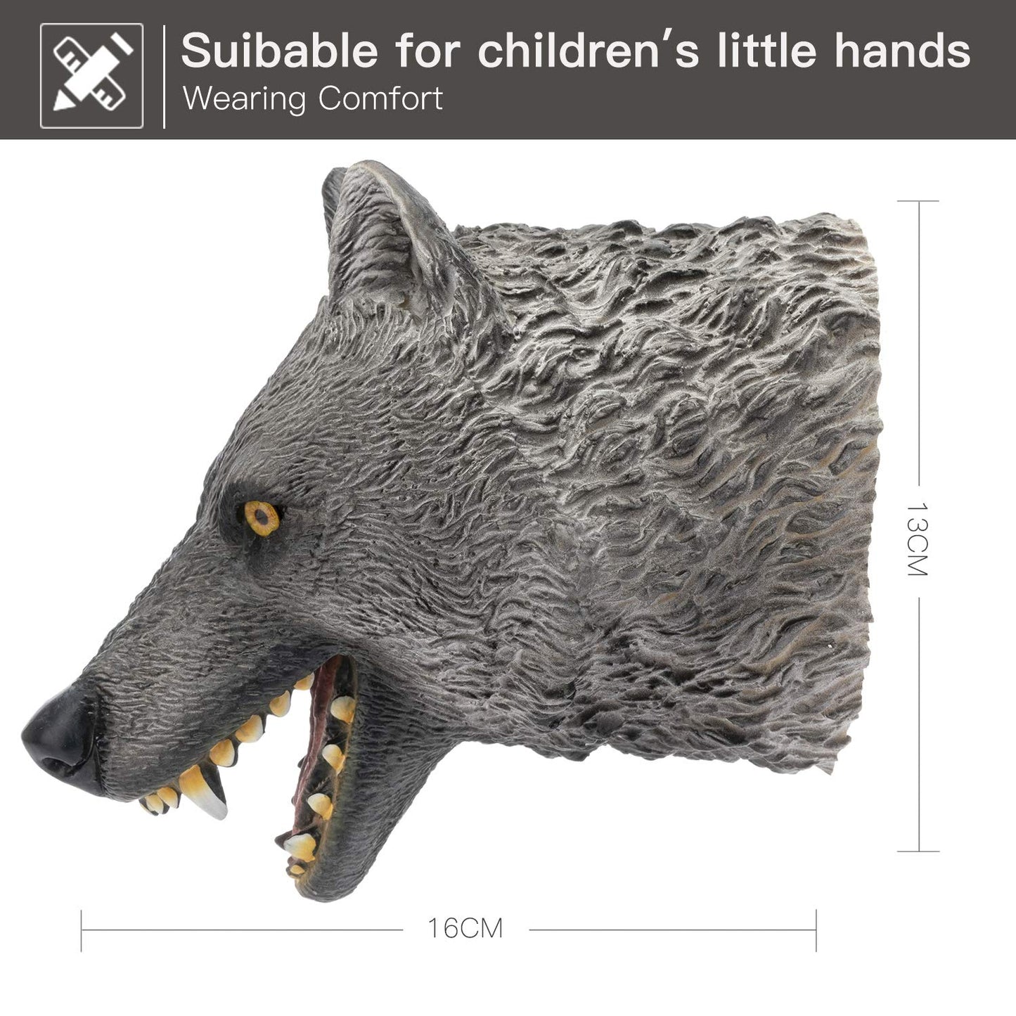 Yolococa Wolf Hand Puppet Realistic Latex Soft Animal Toy Storytelling Role Play Party Supplies For Kids