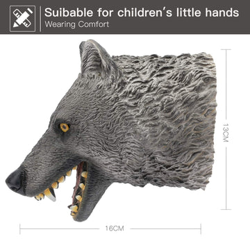 Yolococa Wolf Hand Puppet Realistic Latex Soft Animal Toy Storytelling Role Play Party Supplies For Kids