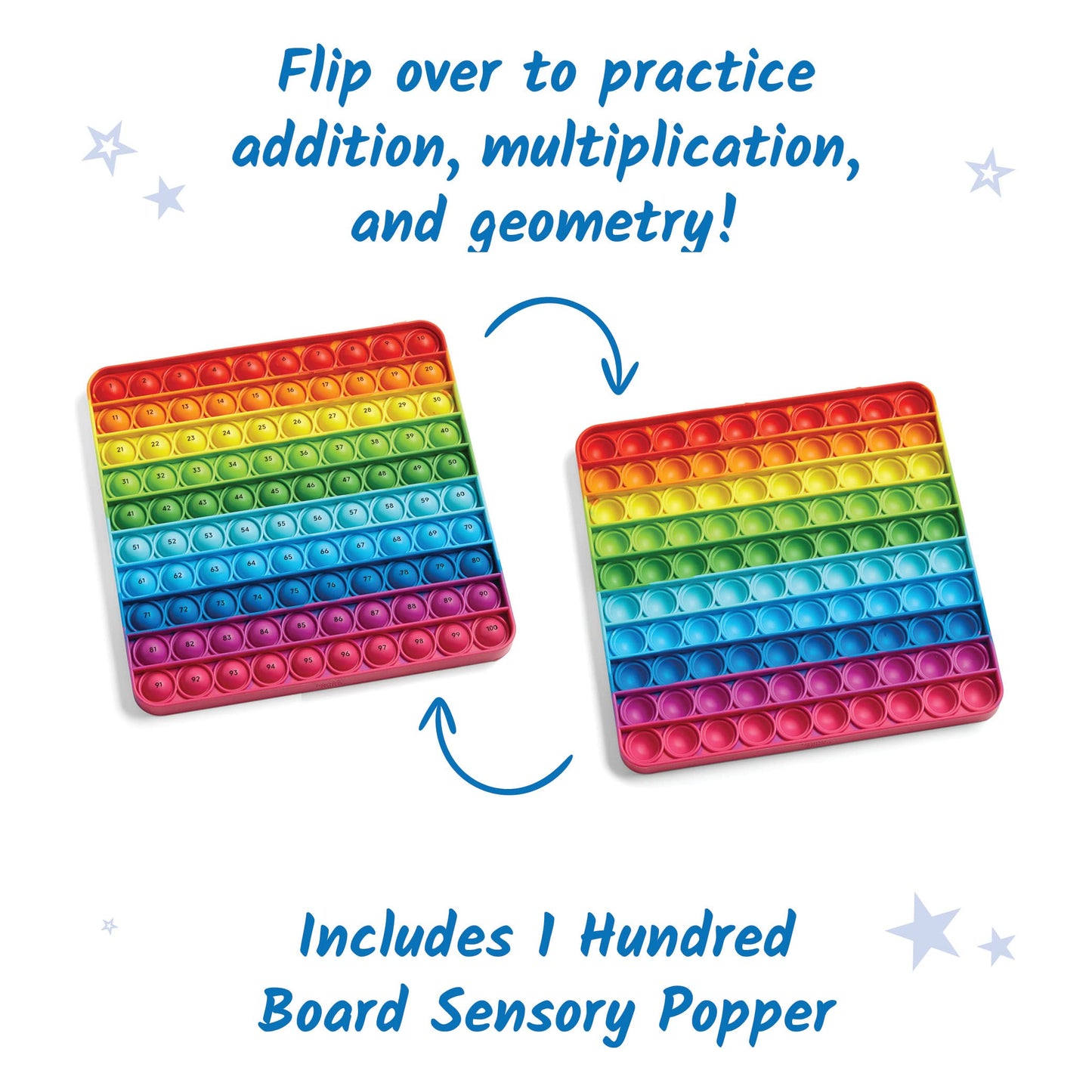 hand2mind Hundred Board Sensory Bubble Popper, Silicone Fidget Toy, One Size, Multi Color, Model 95789 for Kids and Classrooms