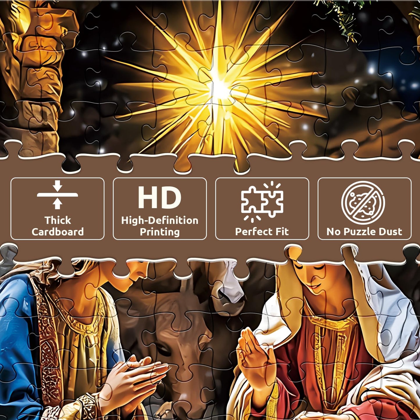 Najiaxiaowu 500 Piece Nativity Puzzle for Adults, Recycled Cardboard, 20.5 x 15 in, Challenging Holiday Game