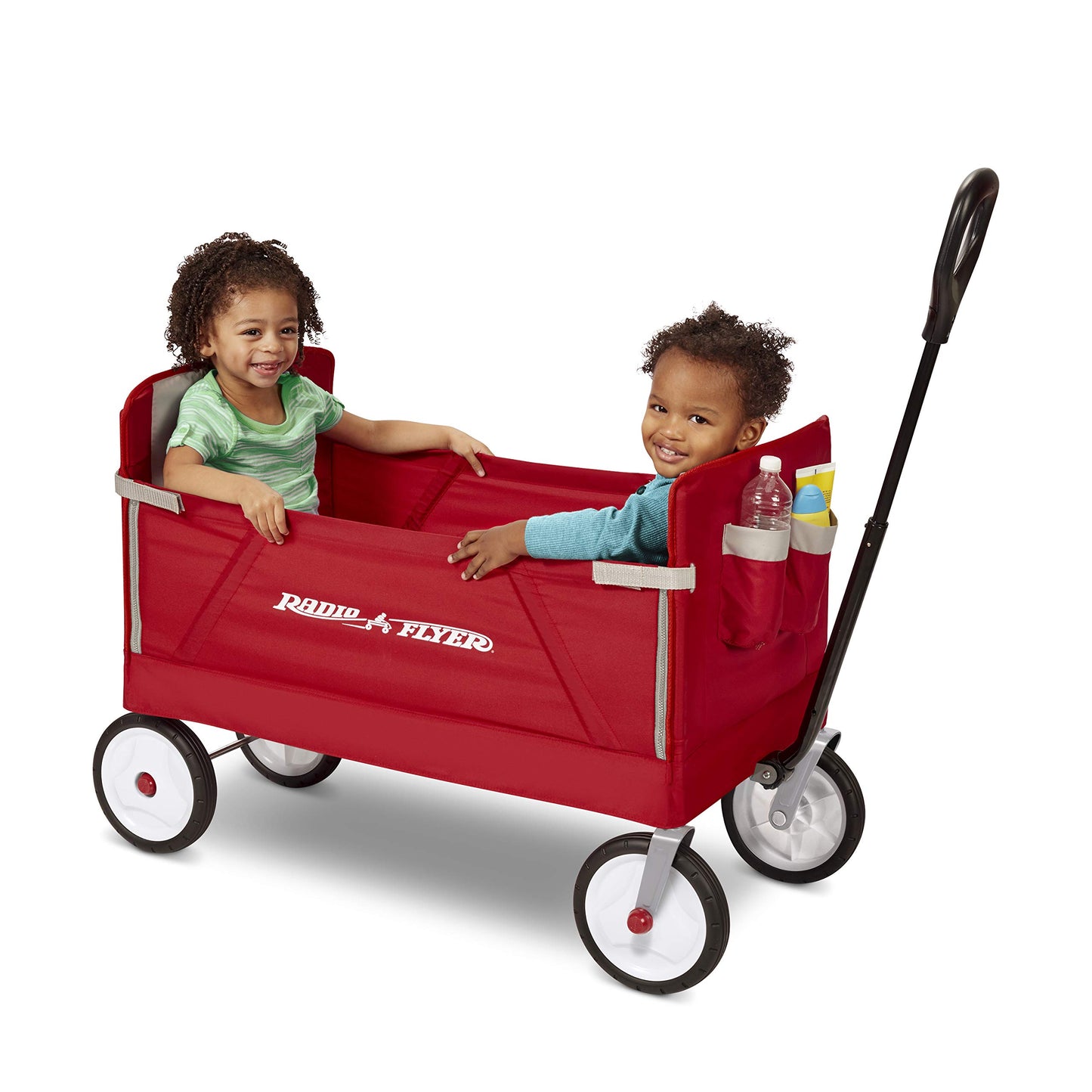 Radio Flyer 3-In-1 Ez Folding Wagon Ride On For Kids, Garden, & Cargo, Red Collapsible Wagon