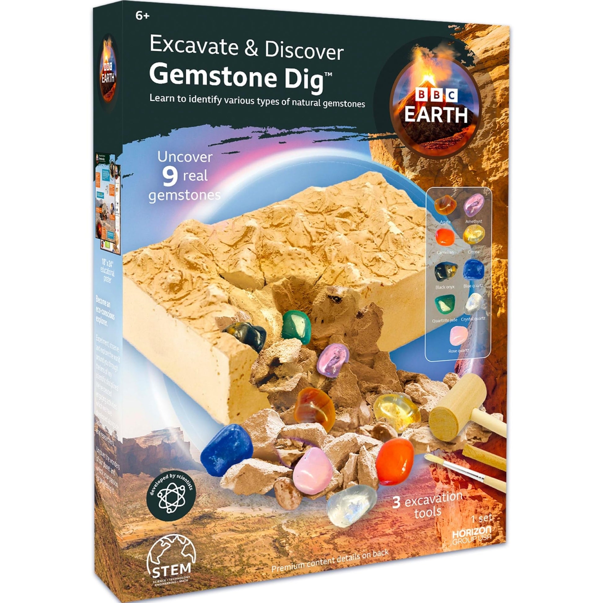 BBC Earth Excavate & Discover Gemstone Dig  Dig Up 9 Real Gemstones & Make Keychains  Rock Digging Excavation Kit  STEM Learning Kit  Kids Science Kit  Great 6 Year Old Boy Birthday Gift  large online retailer Kids