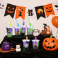 Qinyoung 24 Set Creative Halloween Classroom Favor Trick or Treat Plastic Cup with Lid Colorful Straw Sticker and Raffia Treat L
