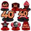 Happy 40th Birthday Red and Black Table Honeycomb Centerpieces Balloons Theme Decor Table Decorations Table Toppers for Girls Wo