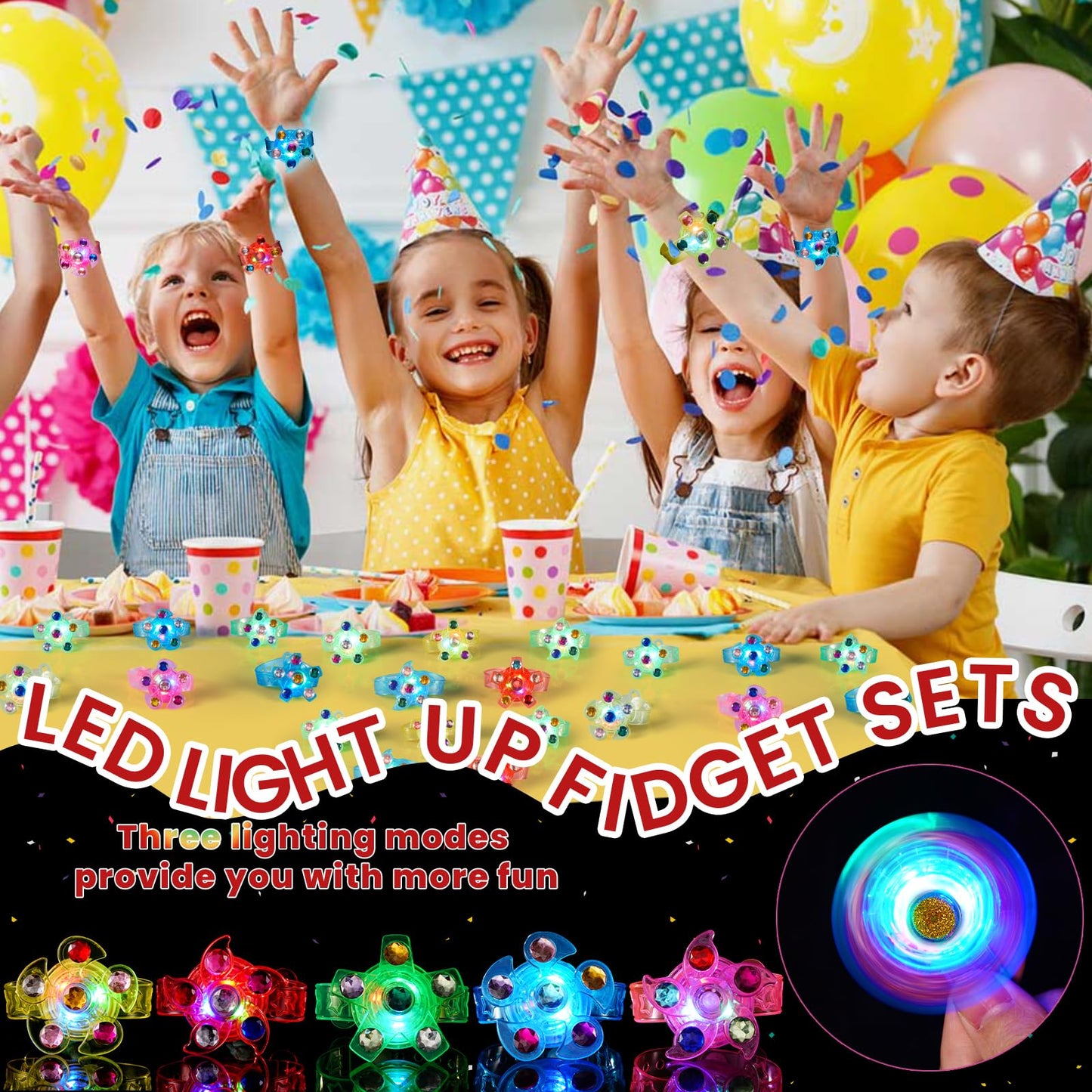 Mikulala 24 Pack LED Light Up Fidget Spinner Bracelets,Party Favors for Kids 4-8 8-12 Goodie Bag Stuffers,Glow in The Dark Party