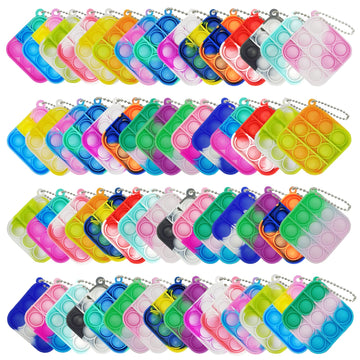 60 Pcs Mini Pop Bubble Fidget Toys For Party Favors, Small Silicone Pop Keychain Bulk For Classroom Prizes,Goodie Bag Stuffers Christmas Valentine Gifts For Kid Student