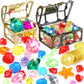 Marforever 70 Pcs Diving Gem Pool Toys -10 Colorful Big Acrylic Diamond Pool Gem Set With 2 Treasure Pirate Boxes Summer Swimmin
