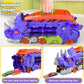 Hacocola Dinosaur Transporter Truck Foldable Sliding Race Track Toy With 8 Toy Cars For Kids Age 3 4 5 6 7 8 (Purple)
