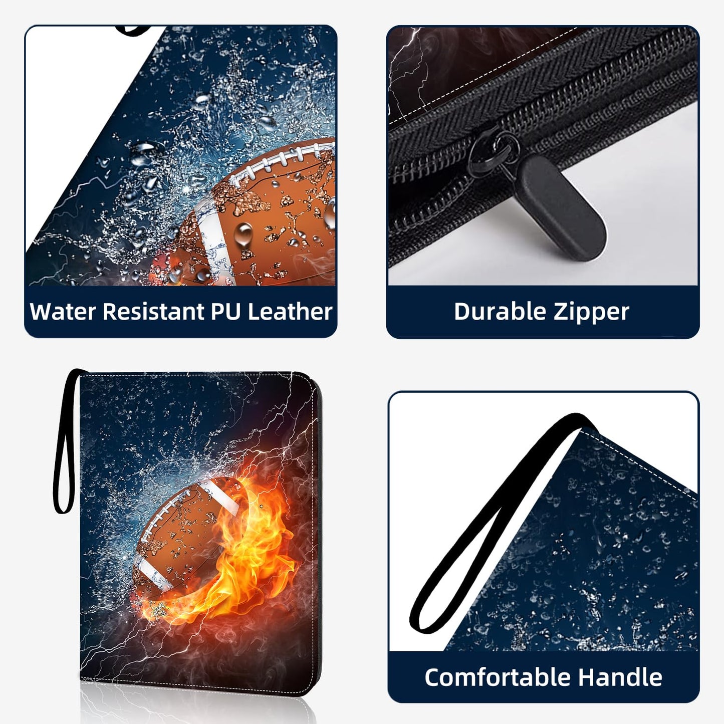 HESPLUS Football Card Binder Compatible with Football Card  Baseball Card  Trading Card  MTG and Other TCG  Fits 900 Cards with 50 Removable Pages  Card Holder Collector for Standard Size Card